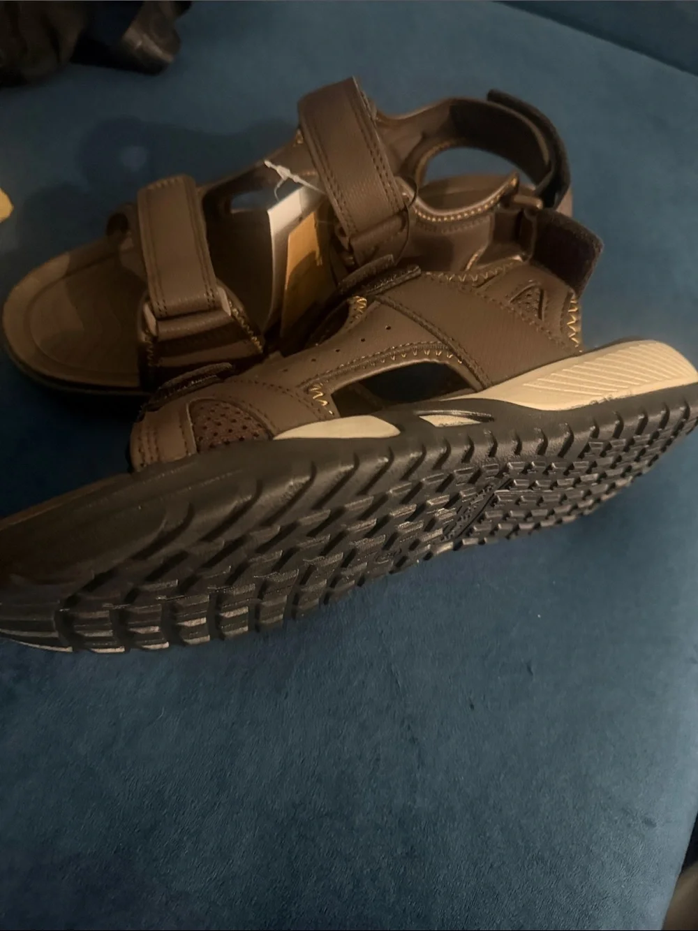 Eddie Bauer Boys Brown Adjustable Two-Strap Sandals